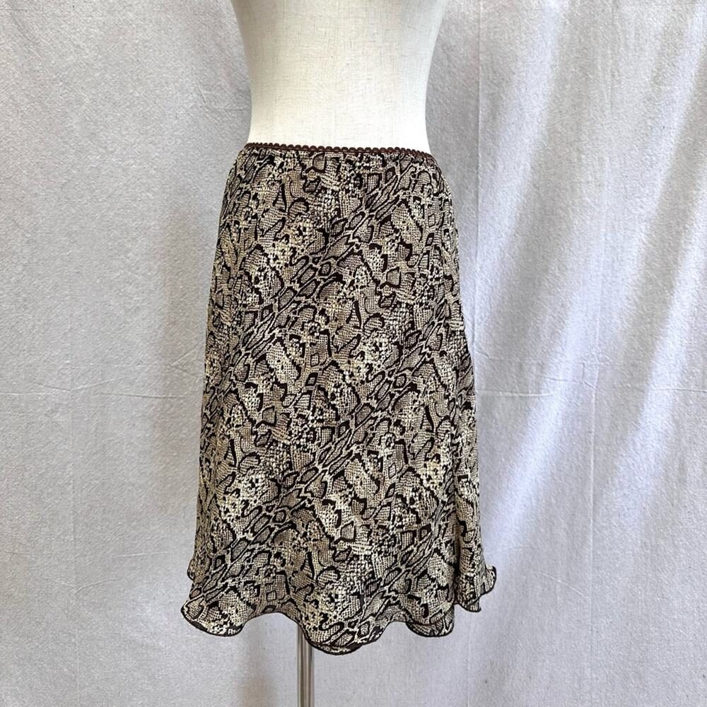 Briggs Y2K snakeskin print ruffle layered hem‎ skirt size Medium knee length